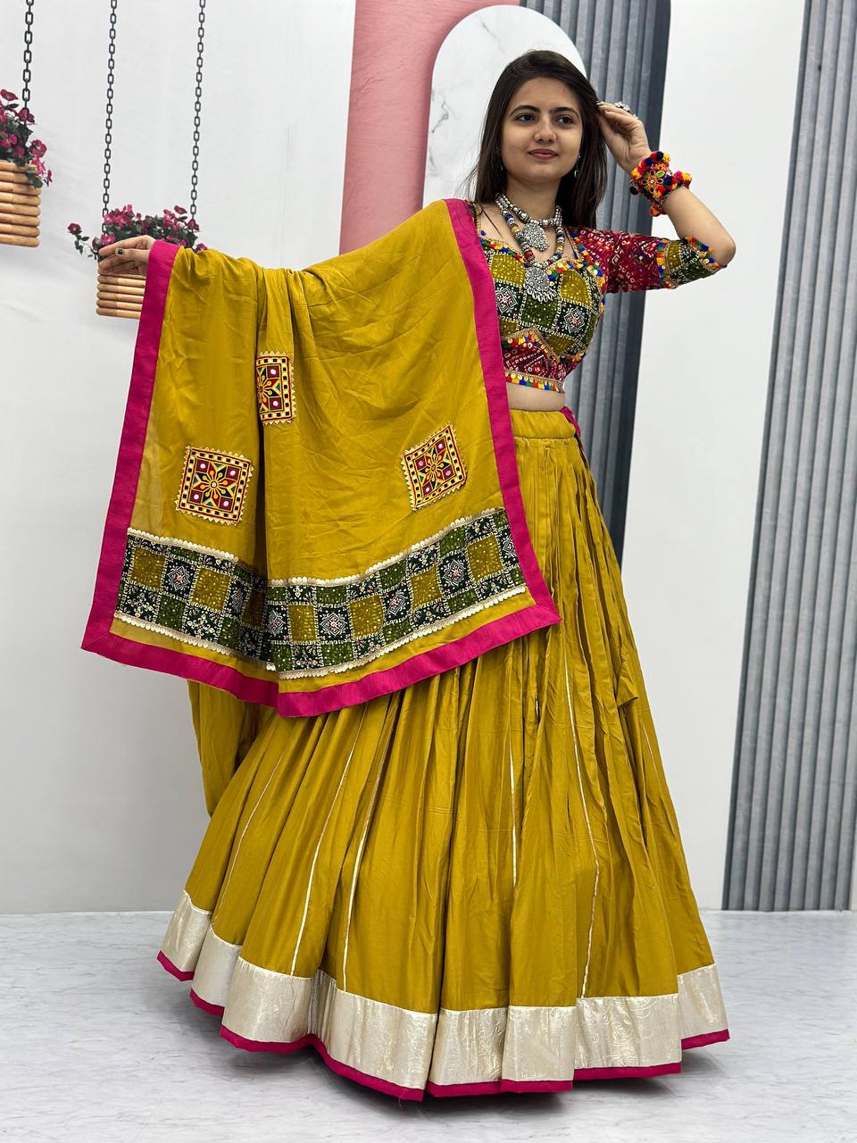 Navratri Special Pure Cotton Lehenga Choli with 6 Meter Big Flair
