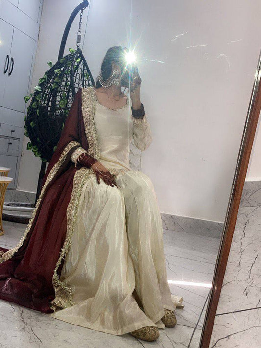 XCLUSIVE AND TRENDY FOR WEDDING SEASON OUR SEQUENCE EMBROIDERED TOP, SARARA  AND DUPATTA