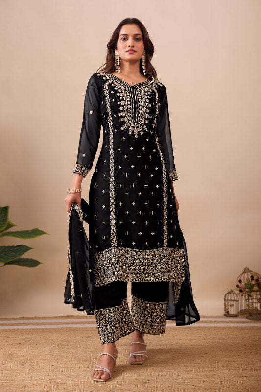 DESIGNER HEAVY EMBROIDERY SEQUENCE WORK TOP PENT WITH DUPATTA SET single available wholesale