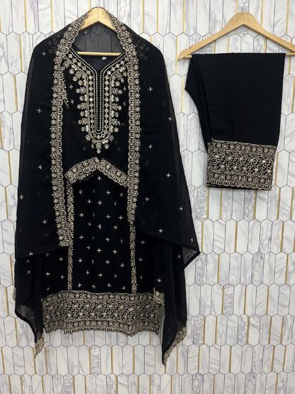 DESIGNER HEAVY EMBROIDERY SEQUENCE WORK TOP PENT WITH DUPATTA SET single available wholesale