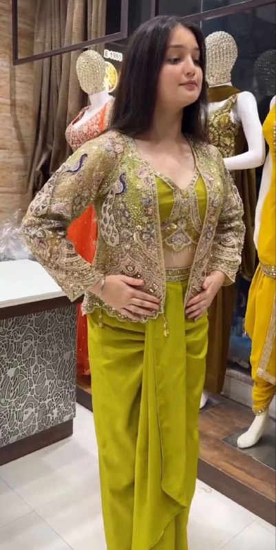 Party Wear Koti with dhoti style Lehenga