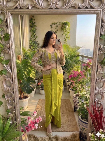 Party Wear Koti with dhoti style Lehenga