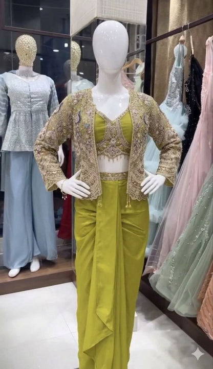 Party Wear Koti with dhoti style Lehenga