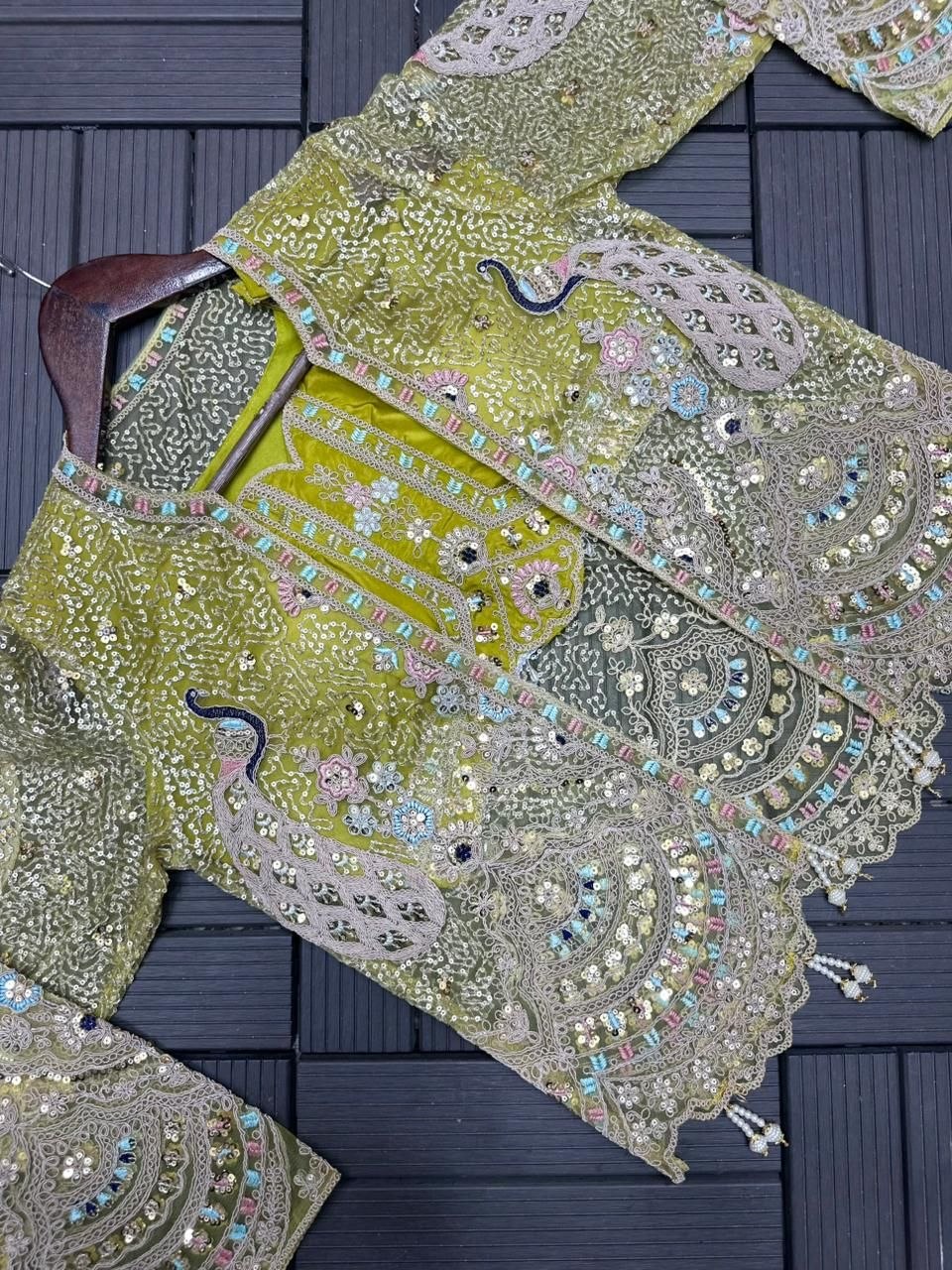 Party Wear Koti with dhoti style Lehenga