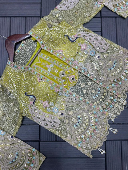 Party Wear Koti with dhoti style Lehenga