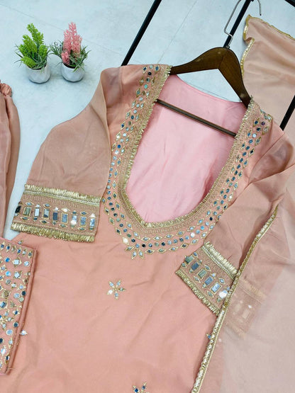 4 PIECE PLAZZO PAIR WITH REAL MIRROR AND EMBROIDERY WORK single available wholesale