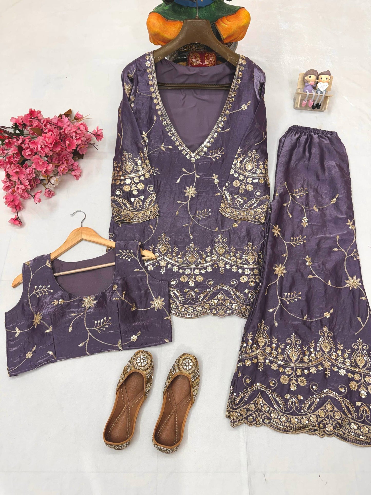 ENHANCE THE BEAUTY OF YOUR WARDROBE WITH THIS NEWLY LAUNCHED _ KURTI BLOUSE-PLAZZO SET