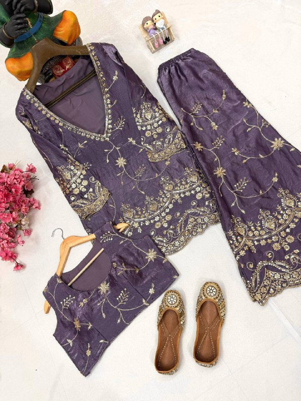 ENHANCE THE BEAUTY OF YOUR WARDROBE WITH THIS NEWLY LAUNCHED _ KURTI BLOUSE-PLAZZO SET