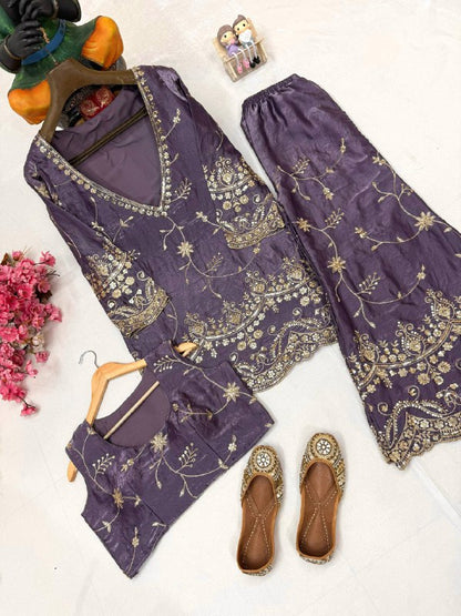 ENHANCE THE BEAUTY OF YOUR WARDROBE WITH THIS NEWLY LAUNCHED _ KURTI BLOUSE-PLAZZO SET