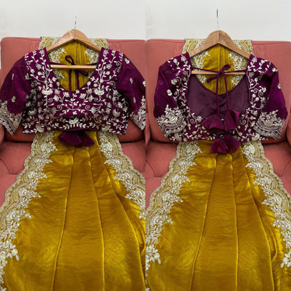 Looking some one for this same colour beautiful Designer Saree on Fendy silk Febric with Thred & Sequnce wok and Blouse on also Fendy silk Febric With Thred & Sequnce work