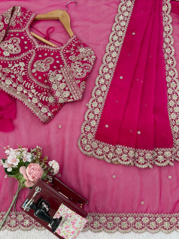 Designer Saree – Elegance Redefined ✨ Fall in love with this stunning saree in an eye-catching shade, crafted with finesse and rich detailing. A perfect blend of grace and glam