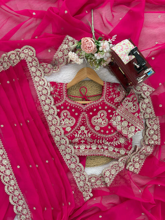 Designer Saree – Elegance Redefined ✨ Fall in love with this stunning saree in an eye-catching shade, crafted with finesse and rich detailing. A perfect blend of grace and glam