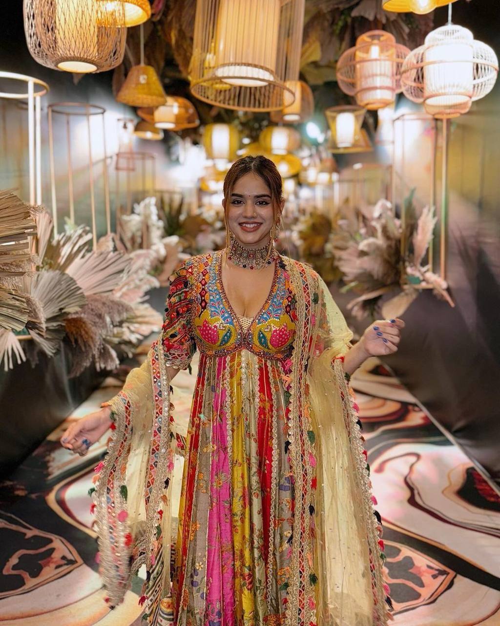PRINTED ANARKALI GOWN  PRINTED HEAVY MUSLIN OUTFIT