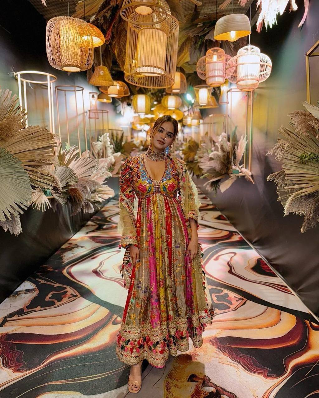 PRINTED ANARKALI GOWN  PRINTED HEAVY MUSLIN OUTFIT
