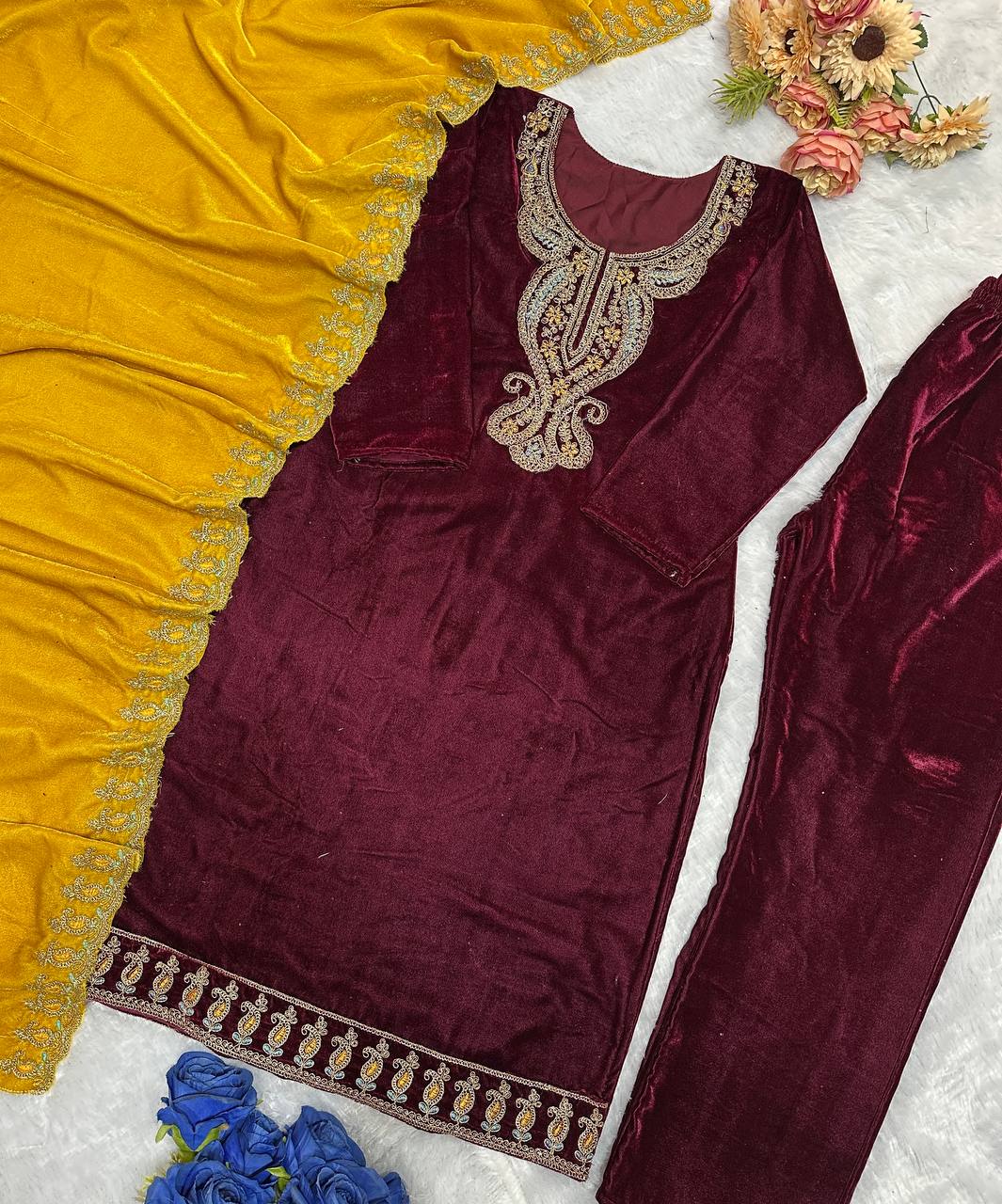 ĐĚSIGNER PARTY WEAR TOP AND  PLAZO  WITH FANCY DUPPATA AND EMBROIDERY WORK single available wholesale