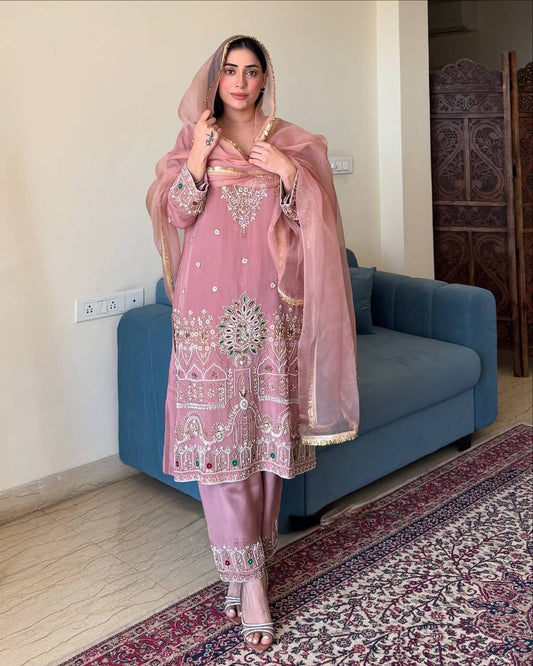 EXCLUSIVE EMBROIDERED 3 PIECE PANT PAIR WITH DUPATTA single available wholesale