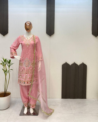 EXCLUSIVE EMBROIDERED 3 PIECE PANT PAIR WITH DUPATTA single available wholesale