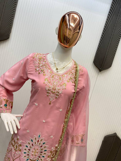 EXCLUSIVE EMBROIDERED 3 PIECE PANT PAIR WITH DUPATTA single available wholesale