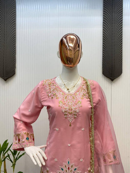 EXCLUSIVE EMBROIDERED 3 PIECE PANT PAIR WITH DUPATTA single available wholesale