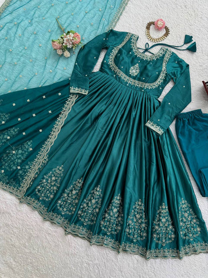 gown Step into effortless charm with our exclusive 3-piece set – crafted for comfort, stitched with grace