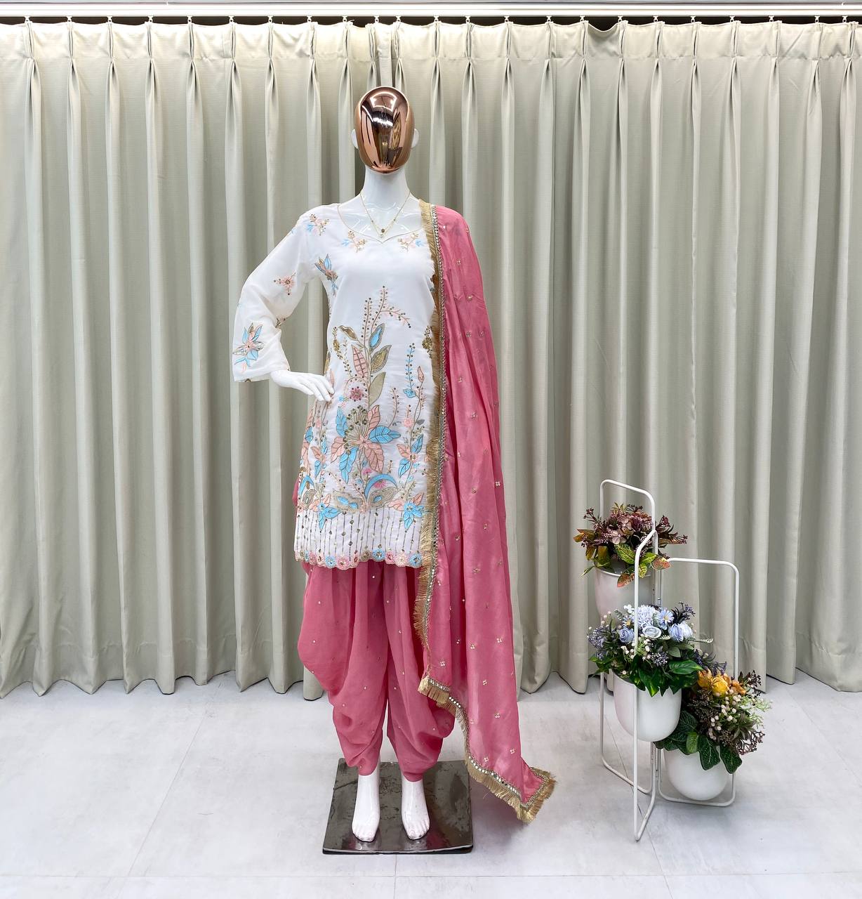DESIGNER WEAR EMBROIDERED TOP WITHSALWAAR PAIR single available wholesale