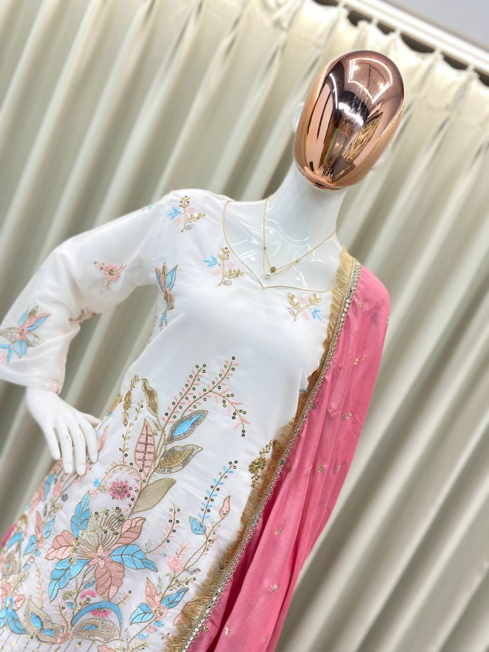 DESIGNER WEAR EMBROIDERED TOP WITHSALWAAR PAIR single available wholesale