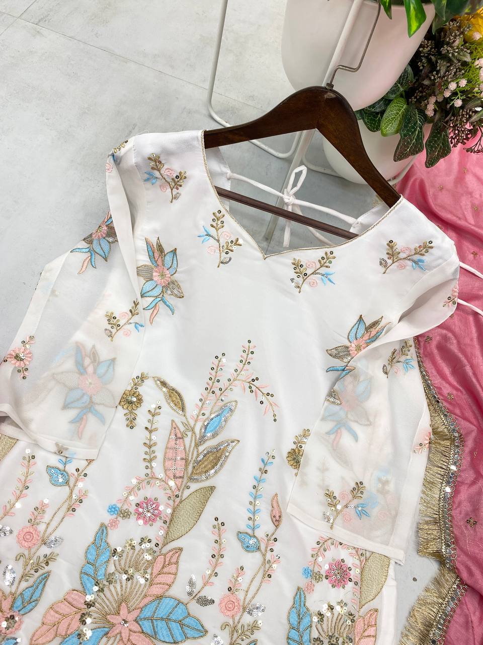DESIGNER WEAR EMBROIDERED TOP WITHSALWAAR PAIR single available wholesale