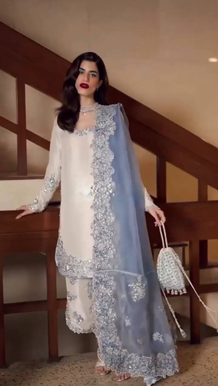 Đěsigner Party Wear Look Pur Roman Glass Top & Fancy Palazzo With Dupatta set