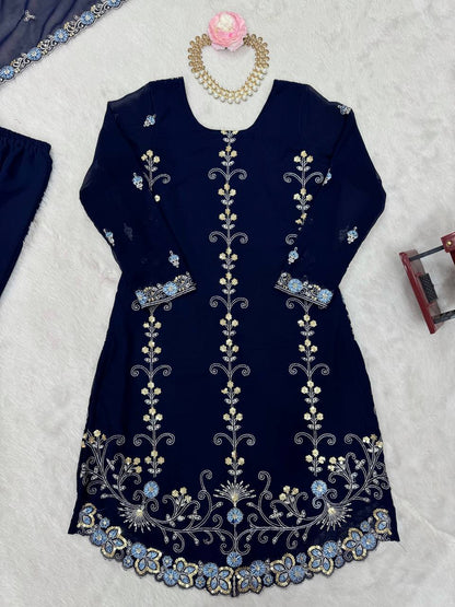 wedding sharara styleFaux Georgette Thred with Sequnce work Front and back bothside work sharara style