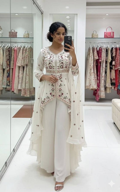 EXCLUSIVE AND TRENDY FOR WEDDING SEASON OUR SEQUENCE EMBROIDERED TOP, PLAZZO AND DUPATTA
