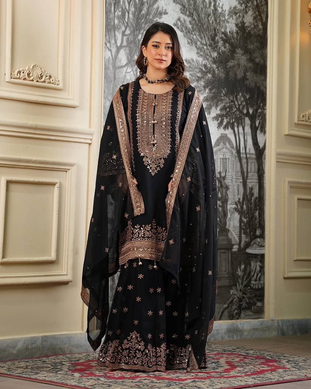 Ready-made Collection With Fendy 😍 Silk And Heavy Embroidery Sequence Work Top-Bottom And Dupatta Set Fully Stitched Ready To Wear Collection
