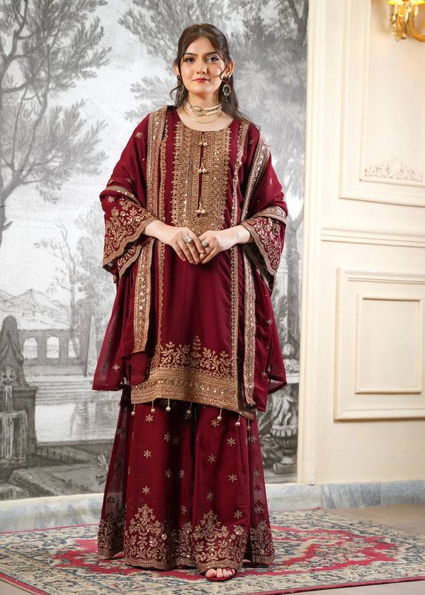 Ready-made Collection With Fendy 😍 Silk And Heavy Embroidery Sequence Work Top-Bottom And Dupatta Set Fully Stitched Ready To Wear Collection