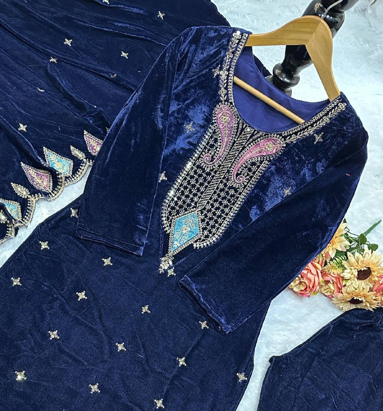 ĐĚSIGNER PARTY WEAR TOP AND PANT PLAZO  WITH FANCY DUPPATA AND EMBROIDERY WORK single available wholesale