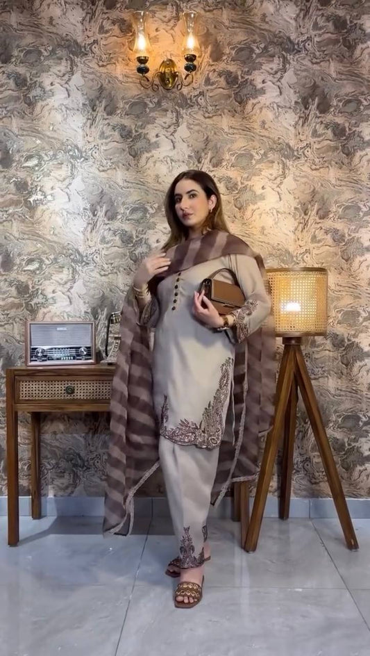 Designer Collection In Fox Georgette Top-Bottom And Dupatta Set Fully Stitched Ready To Wear