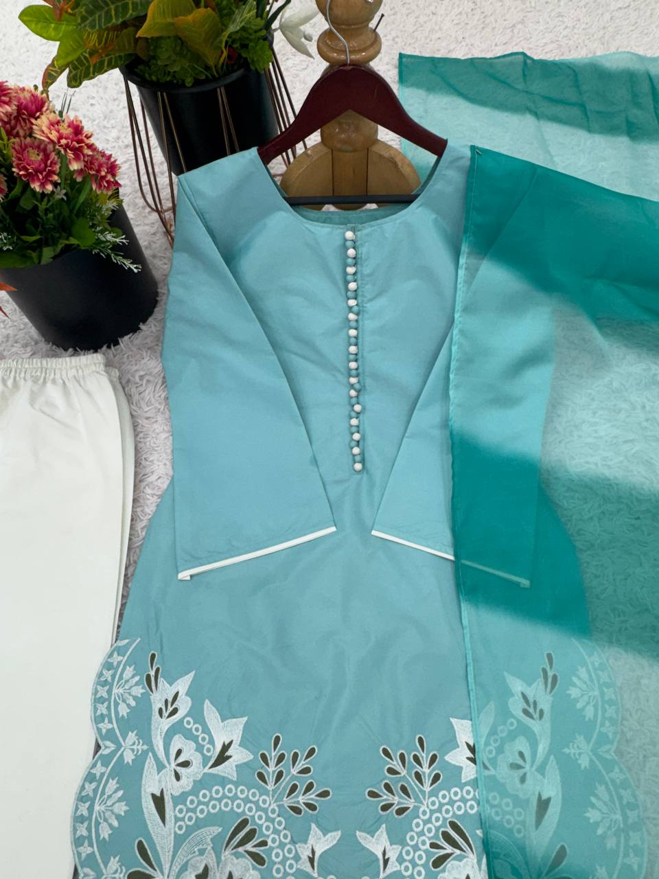 Designer Collection In Heavy Georgette Top-Bottom And Dupatta Set Fully Stitched Ready To WeaR