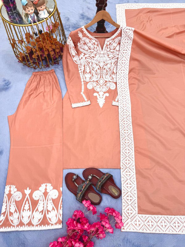 Đěsigner Party Wear Look Pur Dull Top Palazzo & Dupatta set*