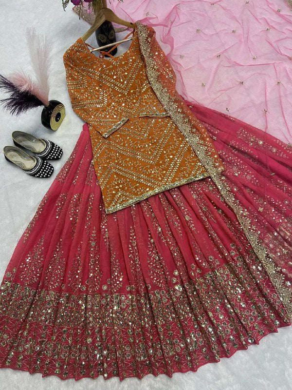 Top Lehenga Heavy butterfly Net With 5mm Sequence Fancy Border Work