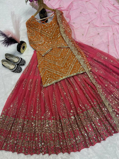 Top Lehenga Heavy butterfly Net With 5mm Sequence Fancy Border Work
