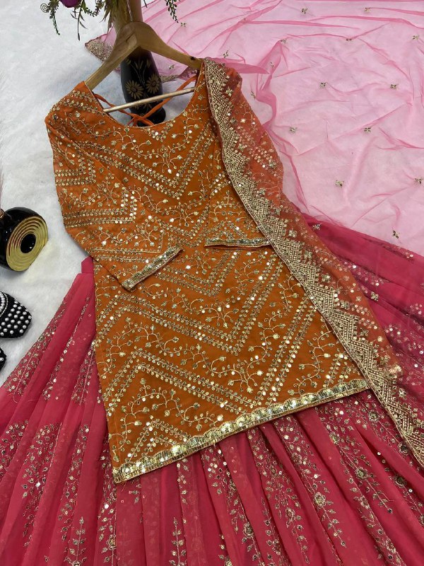 Top Lehenga Heavy butterfly Net With 5mm Sequence Fancy Border Work