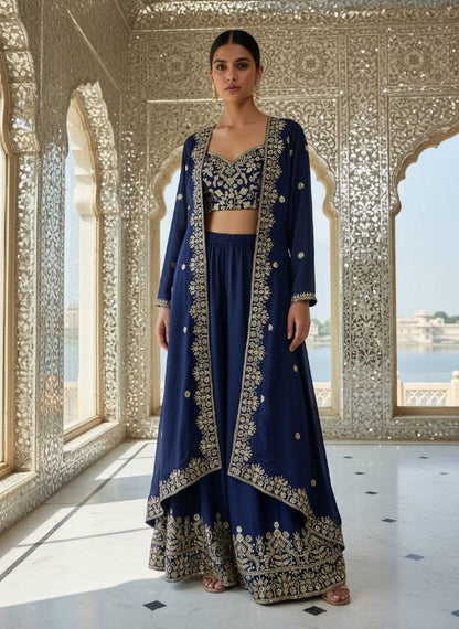 INDOWESTERN PLAZO CHOLI SET