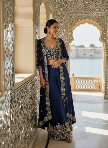 INDOWESTERN PLAZO CHOLI SET
