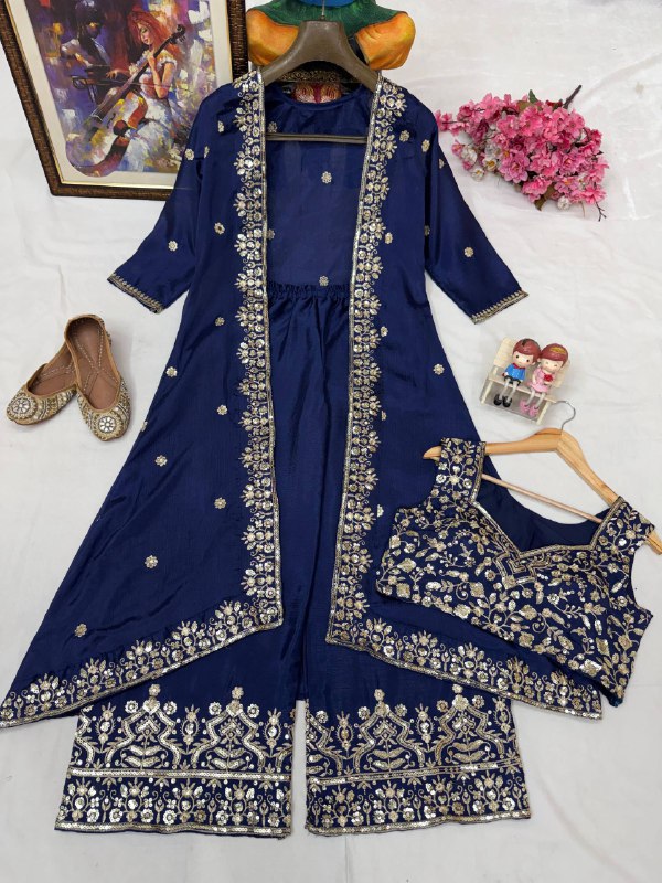 INDOWESTERN PLAZO CHOLI SET