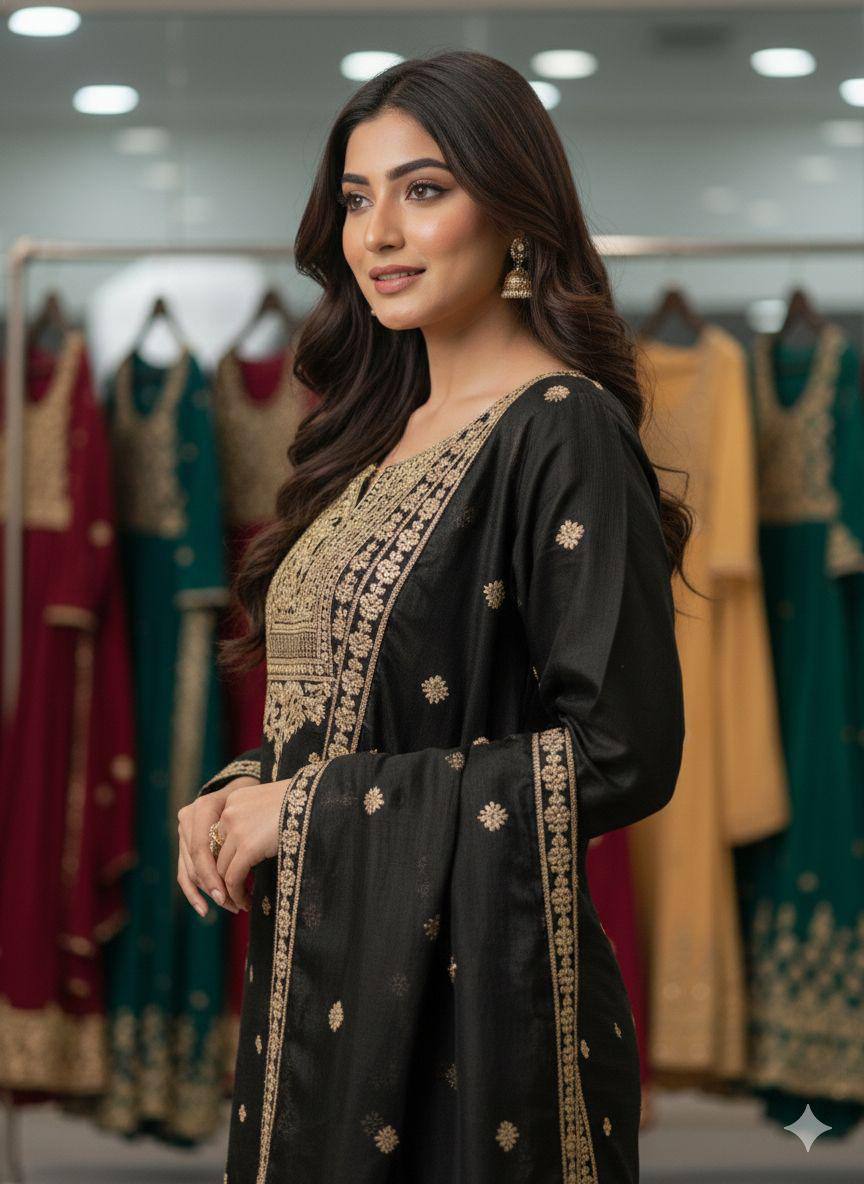 EXCLUSIVE AND TRENDY FOR WEDDING SEASON OUR CORDING SEQUENCE EMBROIDERED TOP, SARARA AND DUPATTA