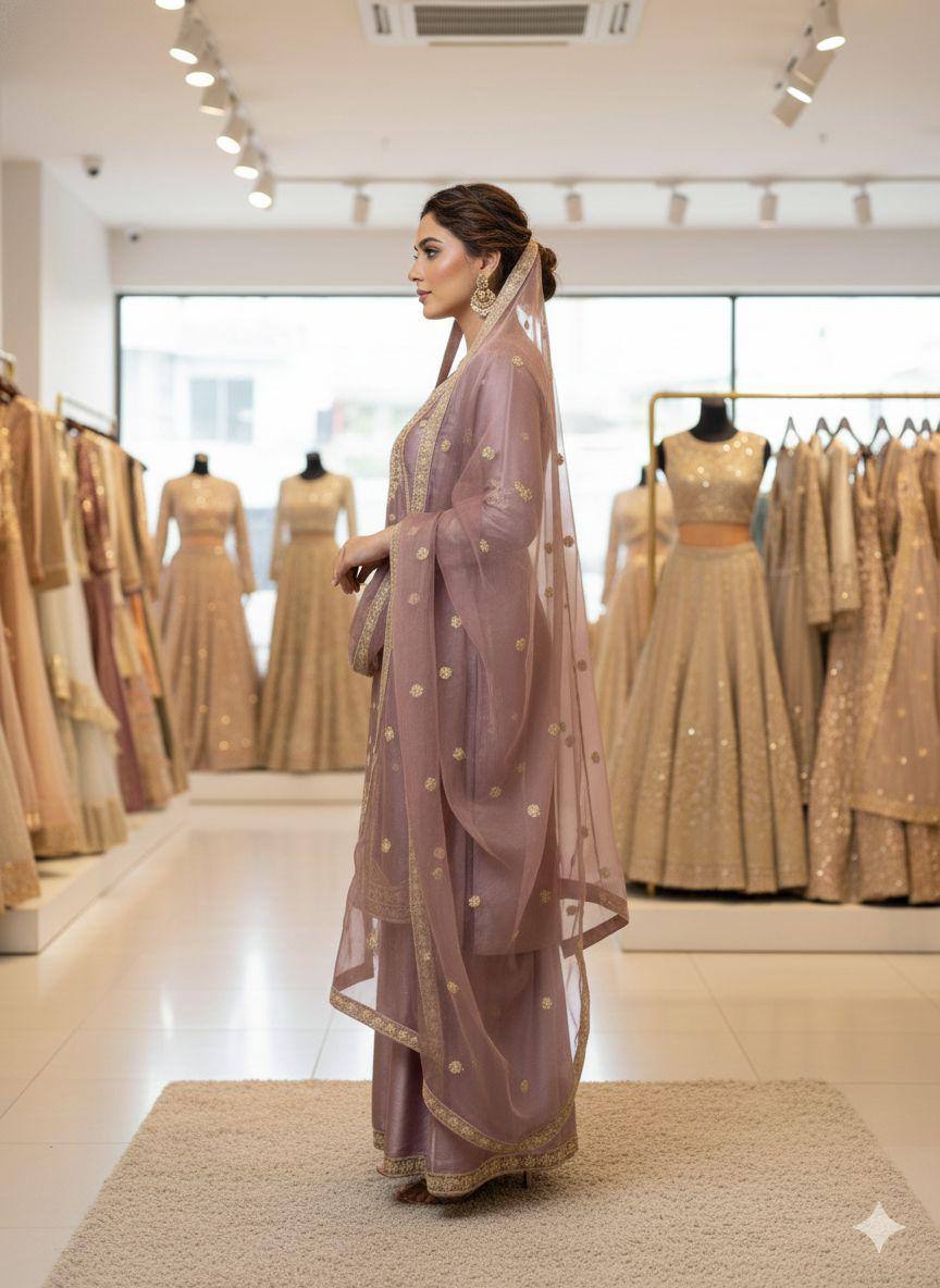 EXCLUSIVE AND TRENDY FOR WEDDING SEASON OUR CORDING SEQUENCE EMBROIDERED TOP, SARARA AND DUPATTA