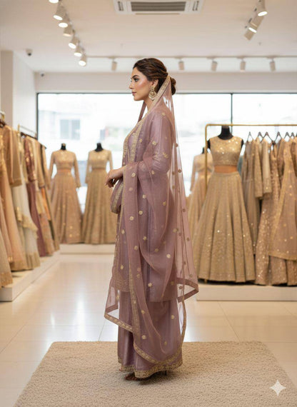 EXCLUSIVE AND TRENDY FOR WEDDING SEASON OUR CORDING SEQUENCE EMBROIDERED TOP, SARARA AND DUPATTA