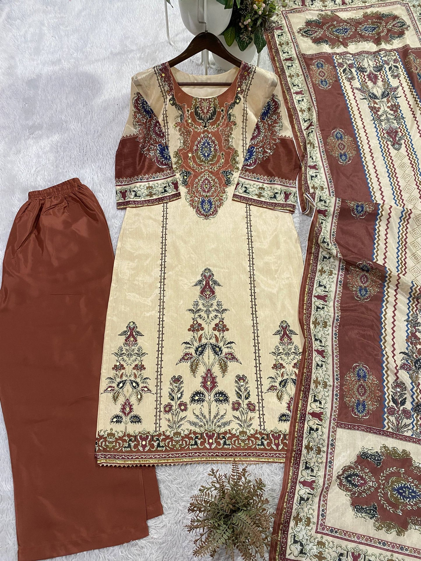 THIS WEDDING SEASON, TRY OUR DESIGNER PRINTED SUIT WITH LIGHT MIRROR WORK TOUCH-UP