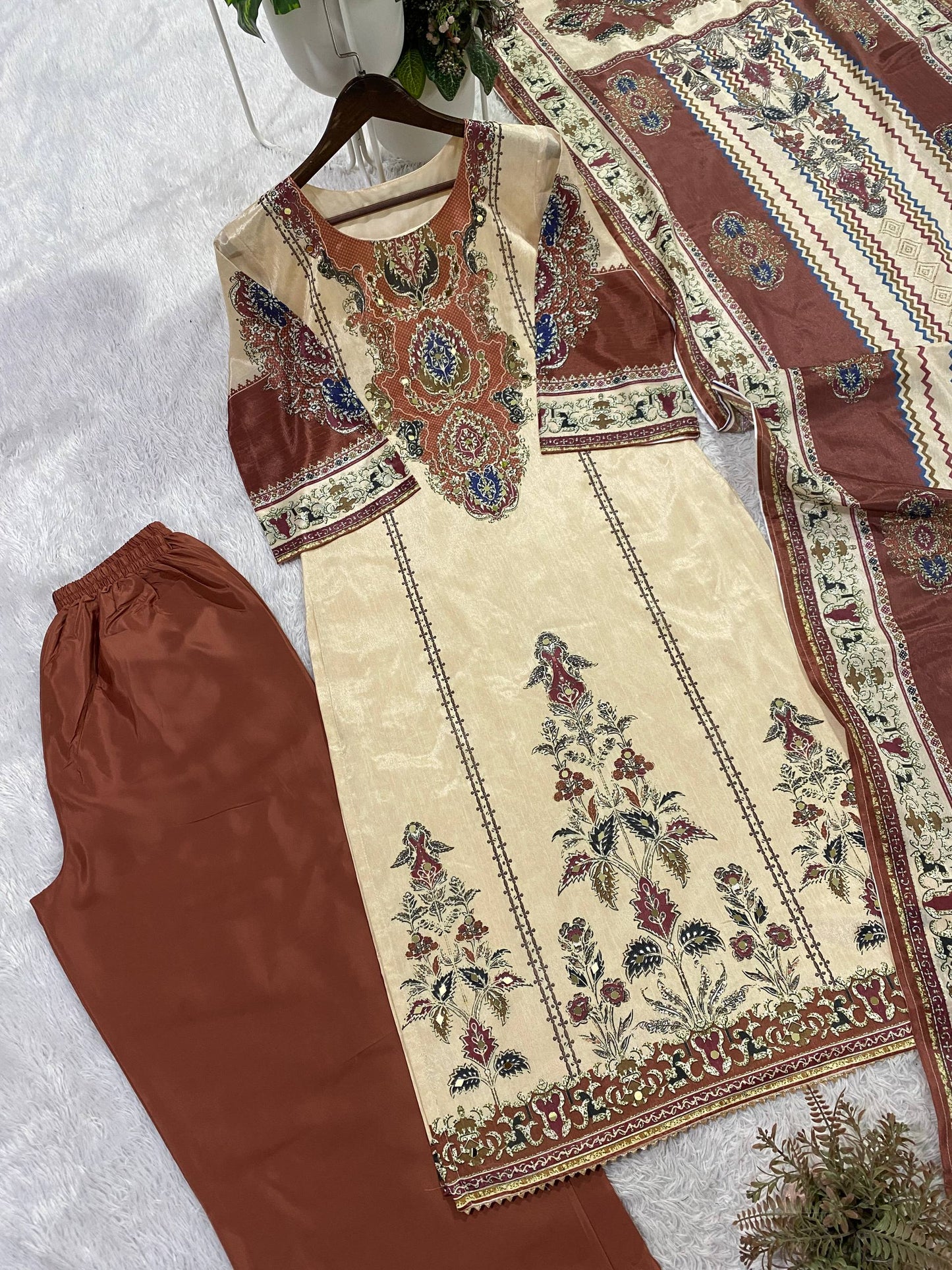 THIS WEDDING SEASON, TRY OUR DESIGNER PRINTED SUIT WITH LIGHT MIRROR WORK TOUCH-UP