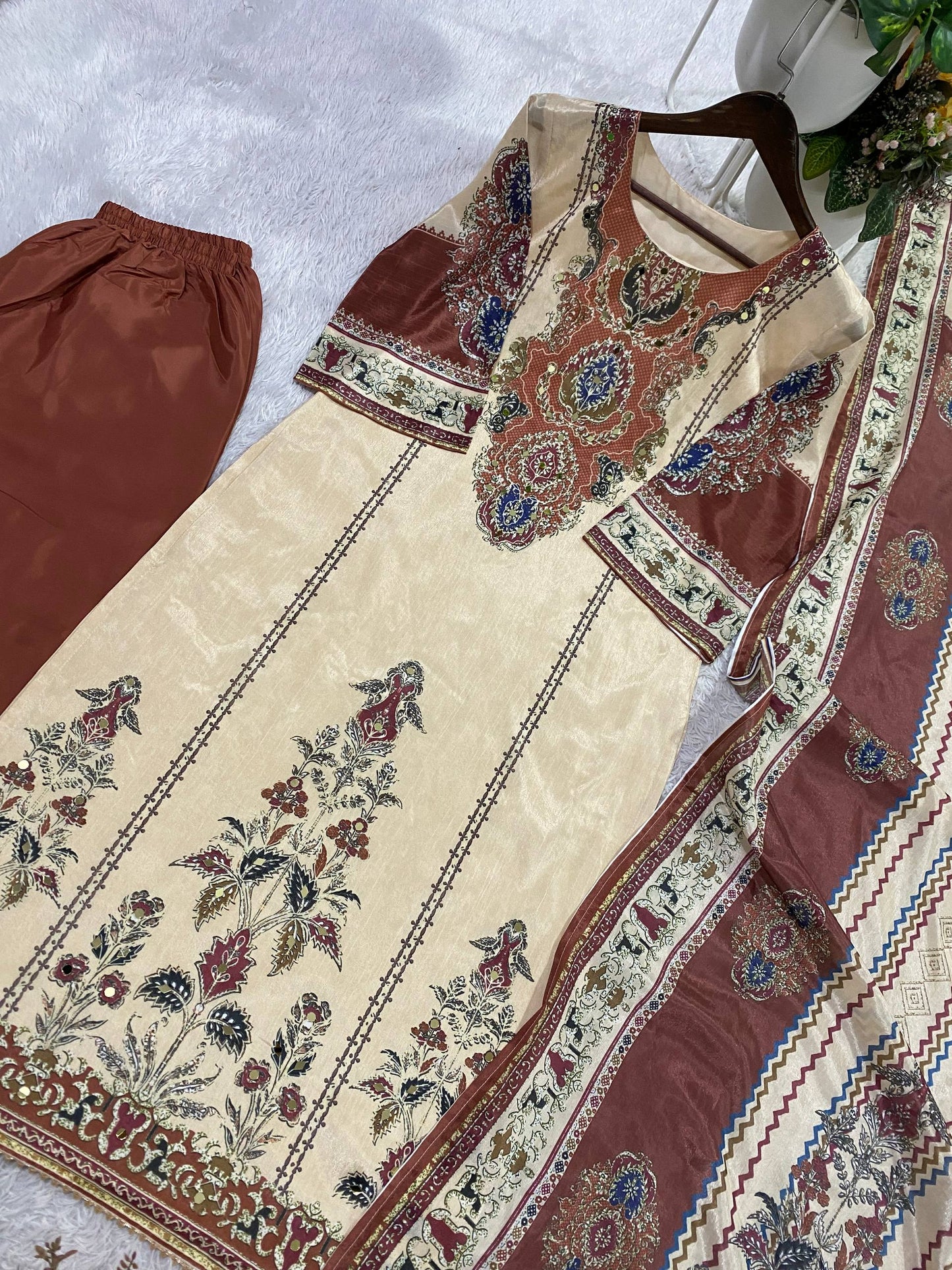 THIS WEDDING SEASON, TRY OUR DESIGNER PRINTED SUIT WITH LIGHT MIRROR WORK TOUCH-UP