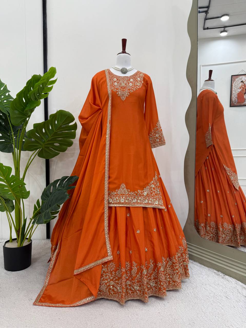 top lehenga thread with Sequence