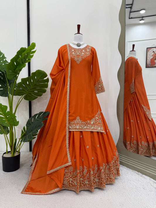 top lehenga thread with Sequence